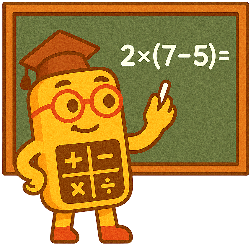 Calculator writes a task on the board to determine the order of operations